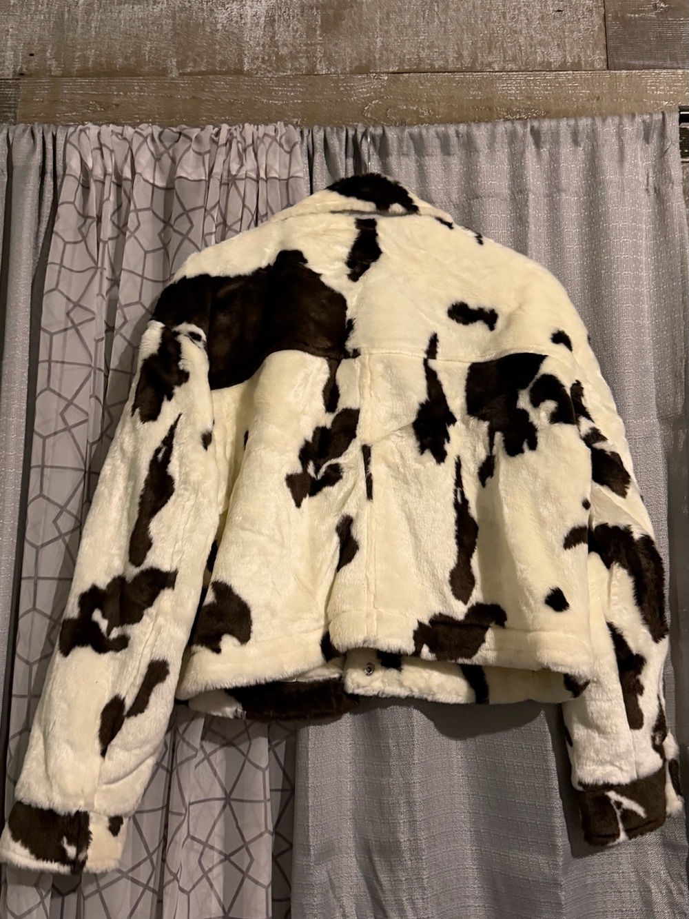 Ashley By 26 International Faux Fur Cow-Print Jacket - Cream & Brown - Picture 2 of 3